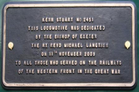 Axe - the dedication plaque on the side of the cab