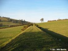 Looking back along the high embankment from Pound Lane bridge