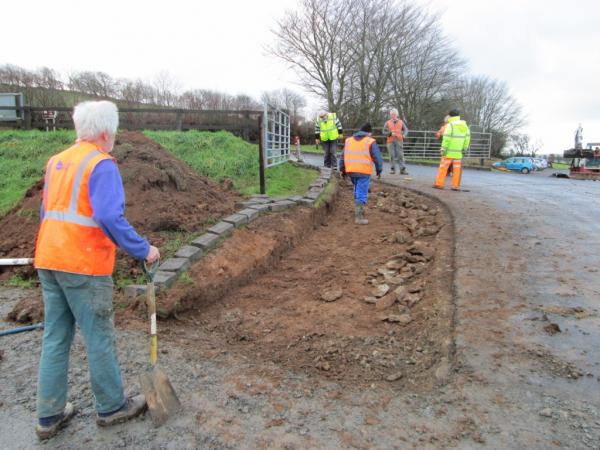 The new alignment, ready for re-kerbing, 16th January 2014