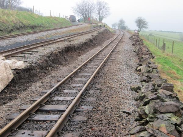 Headshunt retaining wall - job done for today,  30th January 2014